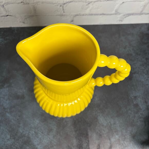 Tabitha Brown For Target Vibrant Sunshine Yellow Ribbed Pitcher Vase Boho - Picture 5 of 6
